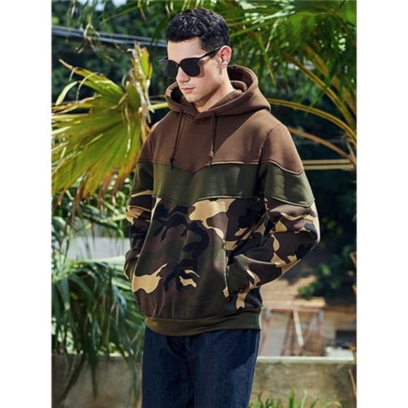Men's Novelty Color Block Hoodies Cozy Sport Outwear - Picture 3 of 6